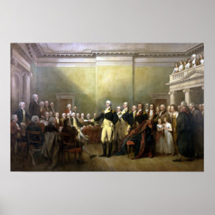 Washington die zijn commissie aftreedt poster