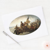 Washington door de Delaware - 1851 Ovale Sticker (Envelop)