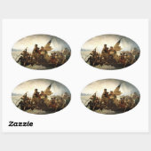 Washington door de Delaware - 1851 Ovale Sticker (Vel)