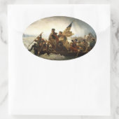 Washington door de Delaware - 1851 Ovale Sticker (Tas)