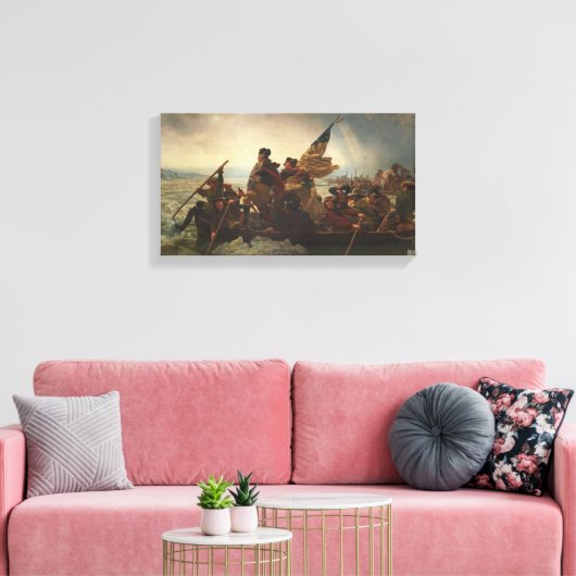 Washington doorkruist het Delaware schilderen Canvas Afdruk (Insitu (Woonkamer))