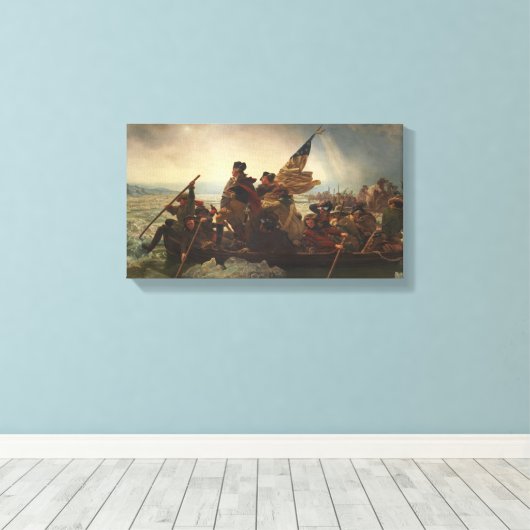 Washington doorkruist het Delaware schilderen Canvas Afdruk (Insitu (Houten vloer))