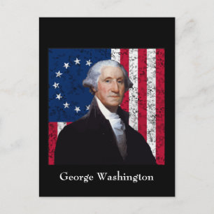 Washington en de Amerikaanse vlag Briefkaart
