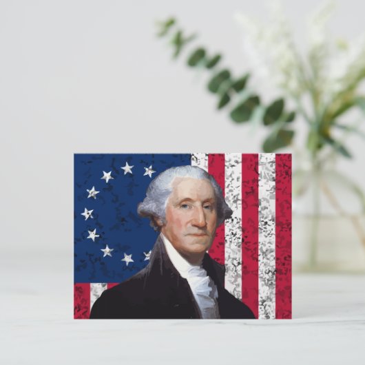 Washington en de Amerikaanse vlag Briefkaart (Staand voorkant)