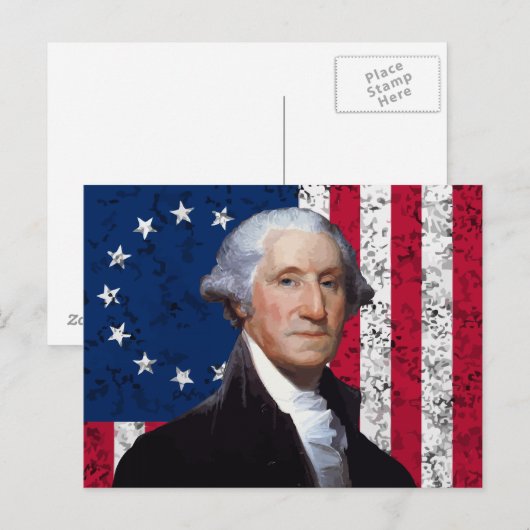 Washington en de Amerikaanse vlag Briefkaart (Voorkant / Achterkant)