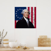 Washington en de Amerikaanse vlag Poster (Keuken)