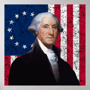 Washington en de Amerikaanse vlag Poster
