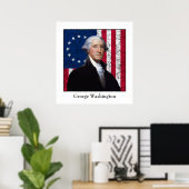 Washington en de Amerikaanse vlag Poster (Thuiskantoor)