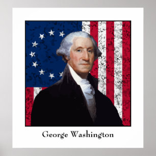 Washington en de Amerikaanse vlag Poster