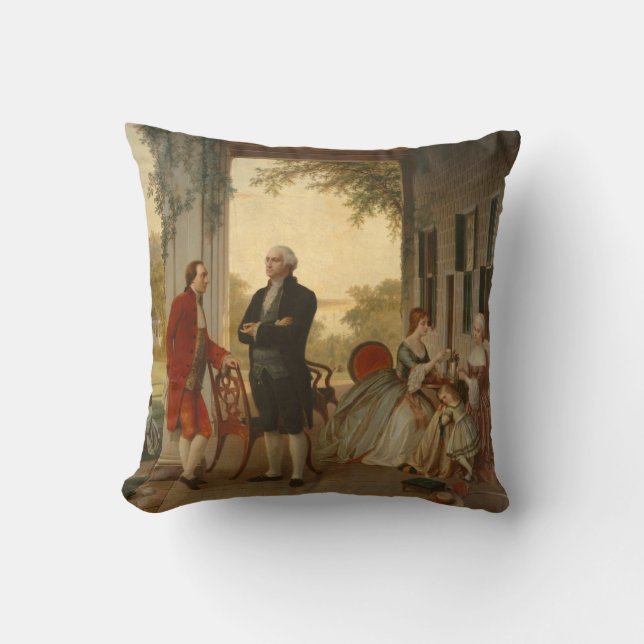 Washington en Lafayette bij Mt. Vernon Pillow Kussen (Voorkant)