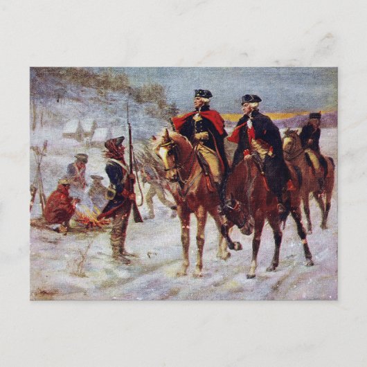 Washington en Lafayette bij Valley Forge ~ Briefkaart (Voorkant)