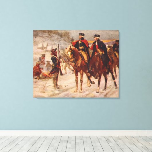 Washington en Lafayette in Valley Forge Canvas Afdruk (Insitu (Houten vloer))