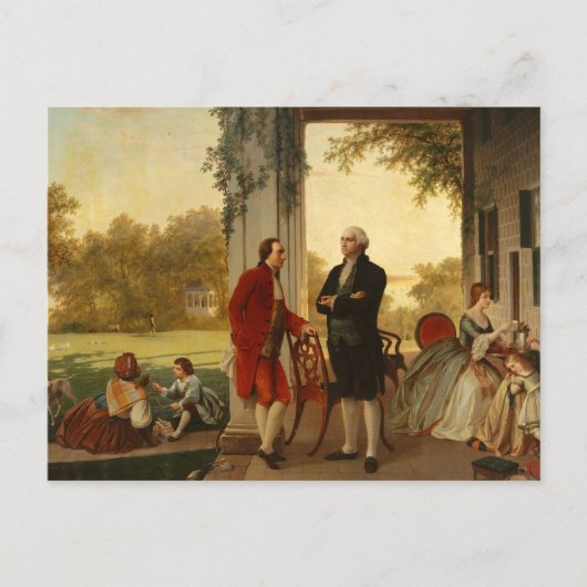 Washington en Lafayette op de berg Vernon 1784 Briefkaart (Voorkant)