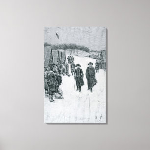 Washington en Steuben in Valley Forge Canvas Afdruk