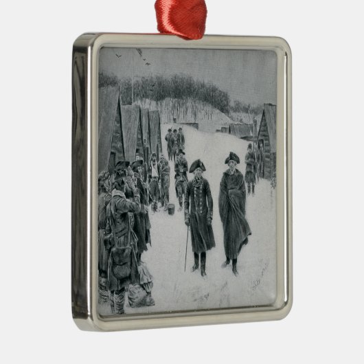 Washington en Steuben in Valley Forge Metalen Ornament (Rechts)