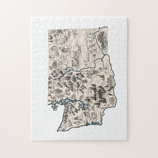 Washington  Evergreen Afbeelding Map Legpuzzel (Verticaal)