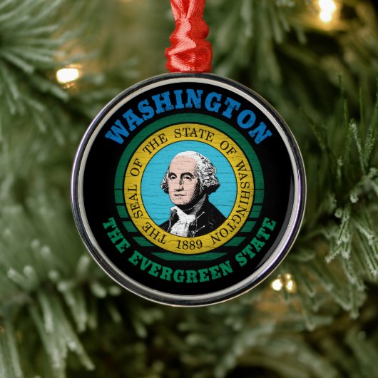 WASHINGTON EVERGREEN STAATSVLAG METALEN ORNAMENT (Boom)