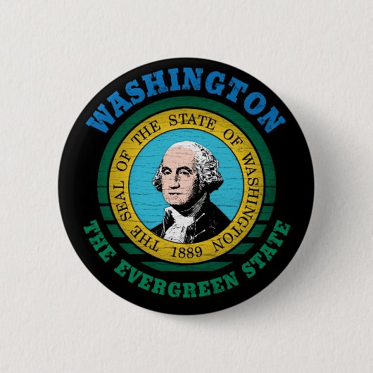 WASHINGTON EVERGREEN STAATSVLAG RONDE BUTTON 5,7 CM (Voorkant)