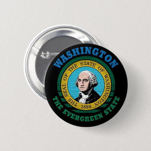 WASHINGTON EVERGREEN STAATSVLAG RONDE BUTTON 5,7 CM (Voorkant /achterkant)