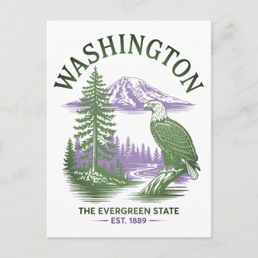 Washington Evergreen State Travel Briefkaart (Voorkant)