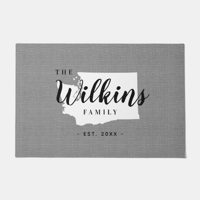 Washington Family Monogram State Doormat Deurmat (Voorkant)