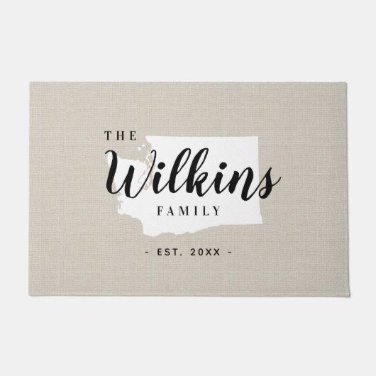 Washington Family Monogram State Doormat Deurmat (Voorkant)
