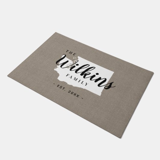 Washington Family Monogram State Doormat Deurmat (Schuin)