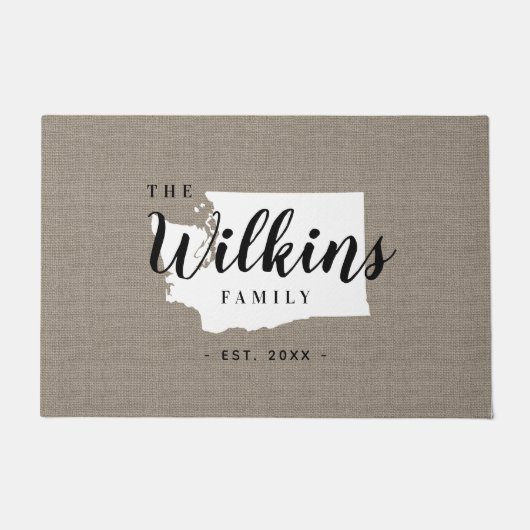 Washington Family Monogram State Doormat Deurmat (Voorkant)