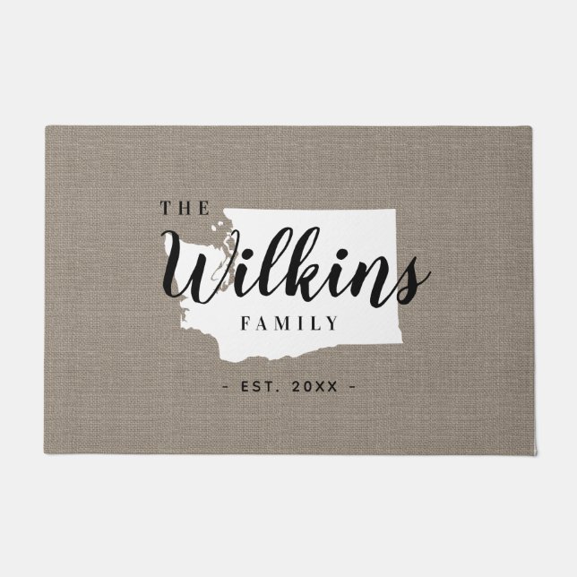 Washington Family Monogram State Doormat Deurmat (Voorkant)