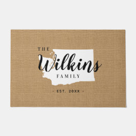 Washington Family Monogram State Doormat Deurmat