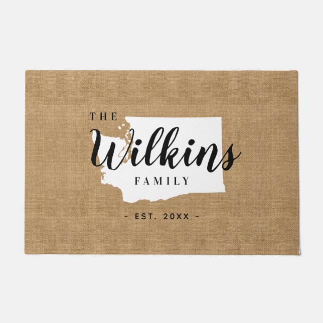 Washington Family Monogram State Doormat Deurmat (Voorkant)
