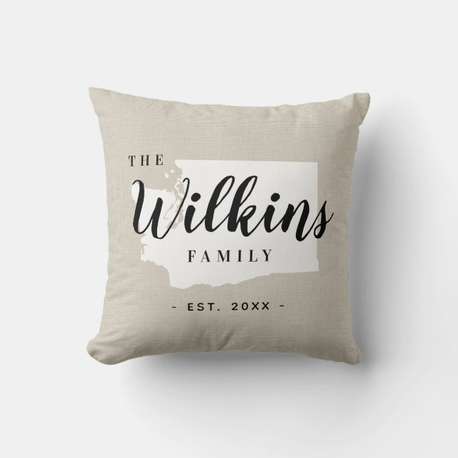 Washington Family Monogram State Sierkussen (Voorkant)