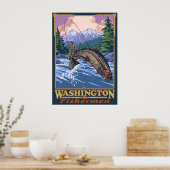 Washington Fisherman - Fly Fishing Travel Poster (Keuken)