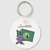 Washington Flag & Flower Rhododendron Aangepaste t Sleutelhanger (Achterkant)