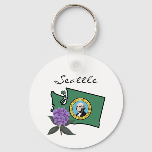 Washington Flag & Flower Rhododendron Aangepaste t Sleutelhanger (Achterkant)