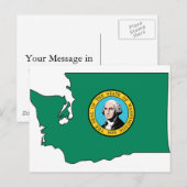 Washington Flag Map Briefkaart (Voorkant / Achterkant)
