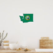 Washington Flag Map Poster (Keuken)