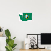 Washington Flag Map Poster (Thuiskantoor)