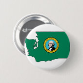 Washington Flag Map Ronde Button 5,7 Cm (Voorkant /achterkant)