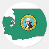 Washington Flag Map Ronde Sticker (Voorkant)