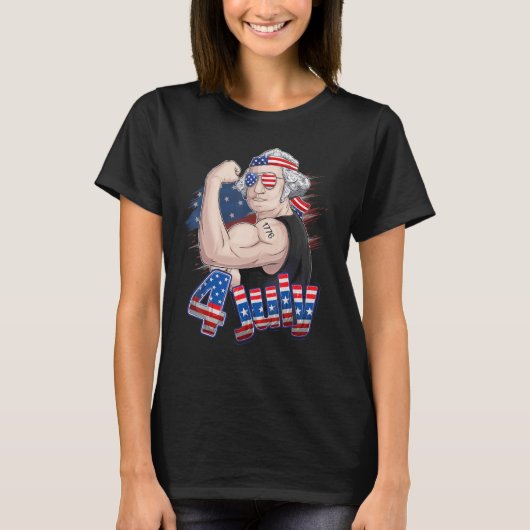 Washington George 4th of July Patriottische Vereni T-shirt (Voorkant)