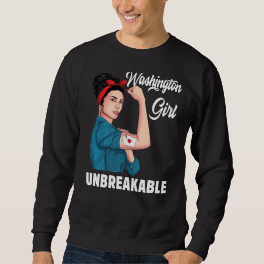 Washington Girl onbreekbare State Map Flag Souveni Trui (Voorkant)