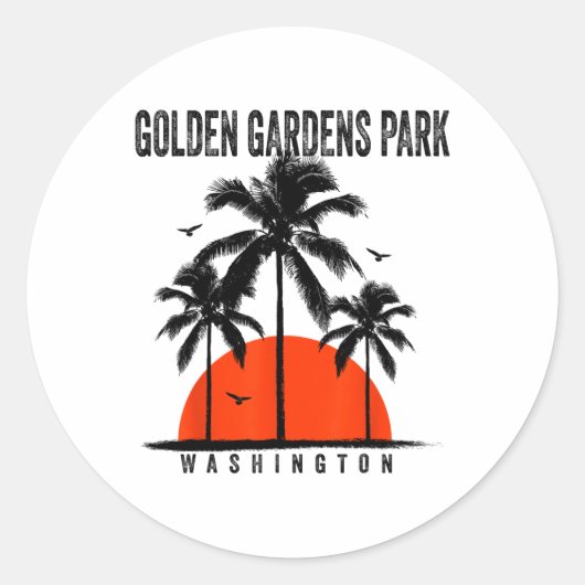 Washington Golden Gardens Park Surfing Surfboardin Ronde Sticker (Voorkant)