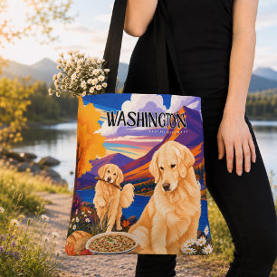 WASHINGTON • Golden Retriever • ArtMuse Journey Tote Bag