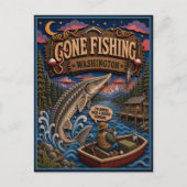 Washington Gone Fishing Witte Steur Briefkaart (Voorkant)