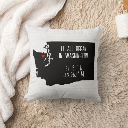 Washington GPS-coördinaten met hart Kussen (Deken)