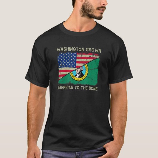 Washington Grown American To The Bone Home State W T-shirt (Voorkant)