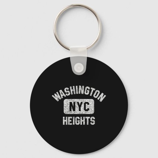 Washington Heights NYC Gym Style Distressed White Sleutelhanger (Voorkant)