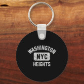 Washington Heights NYC Gym Style Distressed White Sleutelhanger (Voorkant)