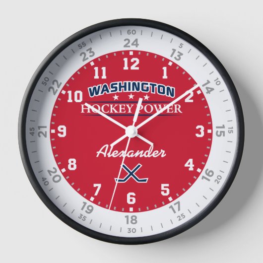 Washington Hockey Power 24 uur wandklok (Voorkant)
